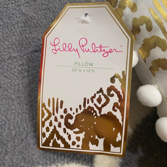 New with Tags Lilly Pulitzer Gold & White Pillow - Picture 4 of 5